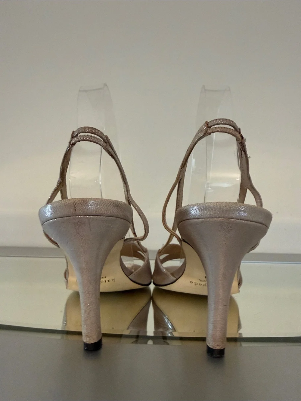 KATE SPADE New York Vintage Gold Metallic Slingback Peep Toe Heels Size 8.5